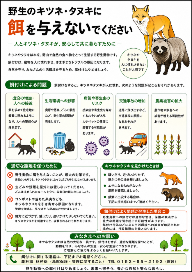 野生鳥獣への餌付けについて